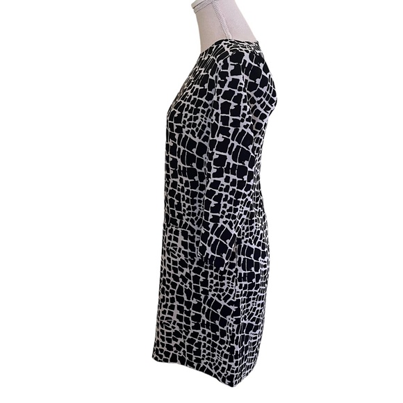 Tahari ASL Black and White Animal Print 3/4 Sleeve Sheath Dress 2 - Picture 6 of 11